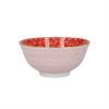KitchenCraft Glazed Stoneware Bowl, Red Damask (Set Brights)