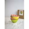 KitchenCraft Glazed Stoneware Bowl, Geometric Lime (Set brights