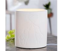 Gilde Porzellan Lampe "Elefantenliebe" weiß, E14 Fassung